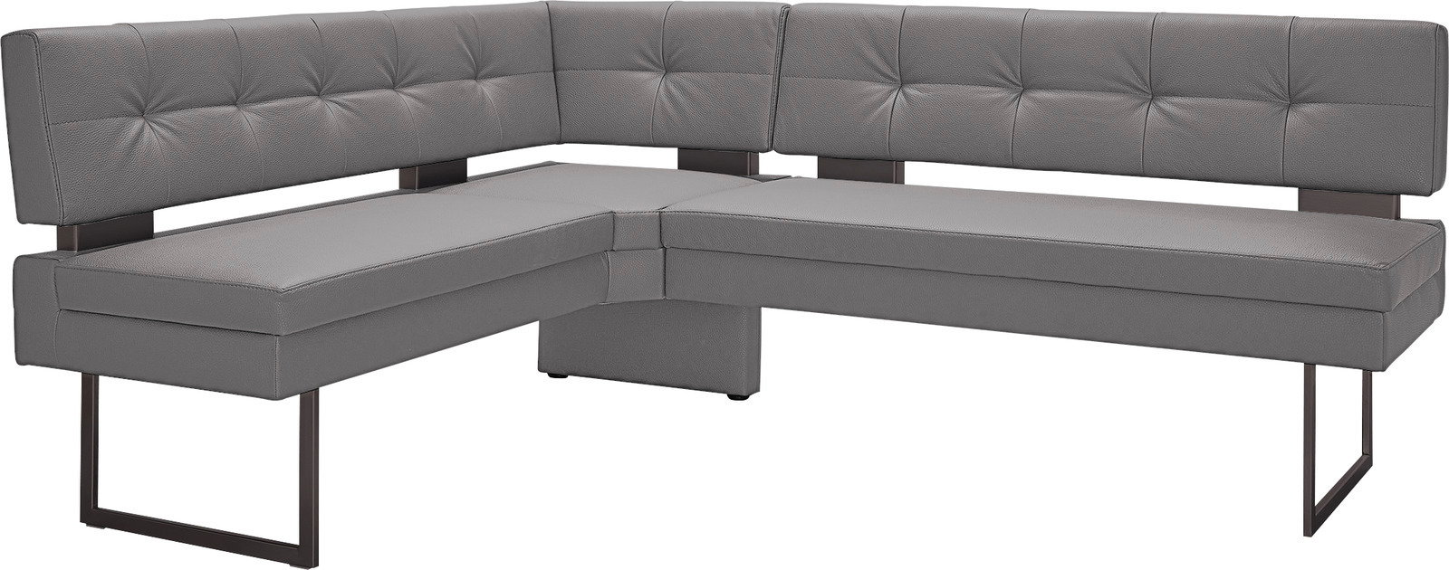 Graue Eckbank mit modernem Design, Ansicht von schräg vorne