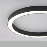 Moderne Deckenleuchte PURE-LINES in schwarzem Ringdesign, seitliche Perspektive