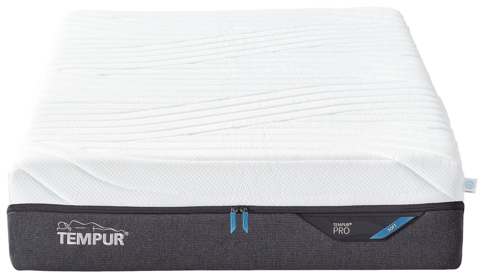 Viscomatratze 100x200 soft von vorne mit weißem Obermaterial und grauem Seitenbezug