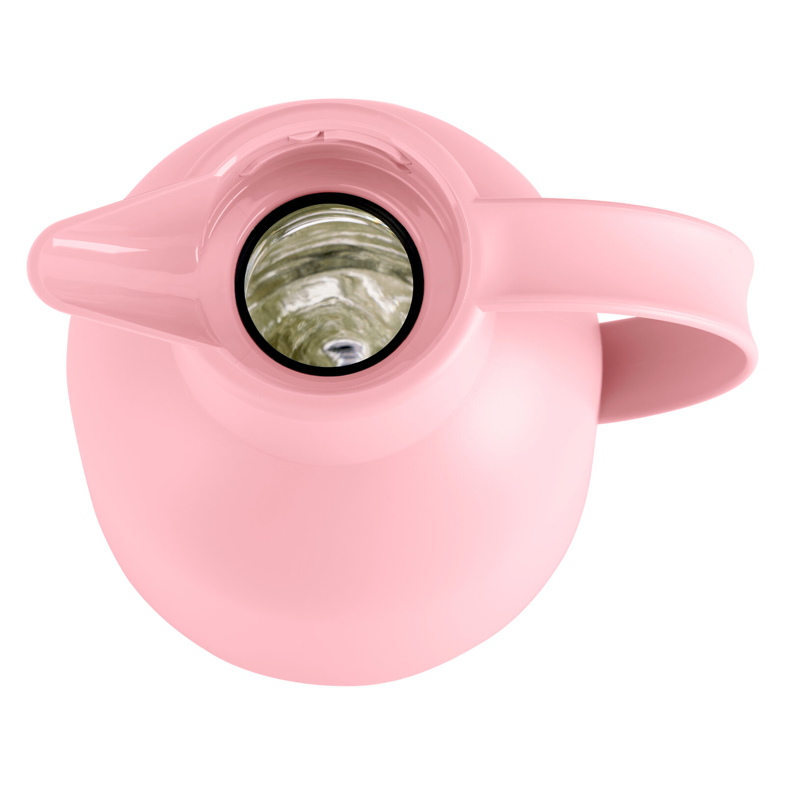 Rosa Isolierkanne SAMBA 1L, Ansicht von oben mit sichtbarem Ausguss und Griff.