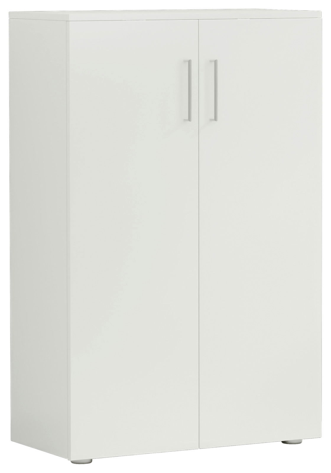 Moderano Schuhschrank niedrig SHOES Weißer, niedriger Schuhschrank mit zwei Türen, seitliche Perspektive