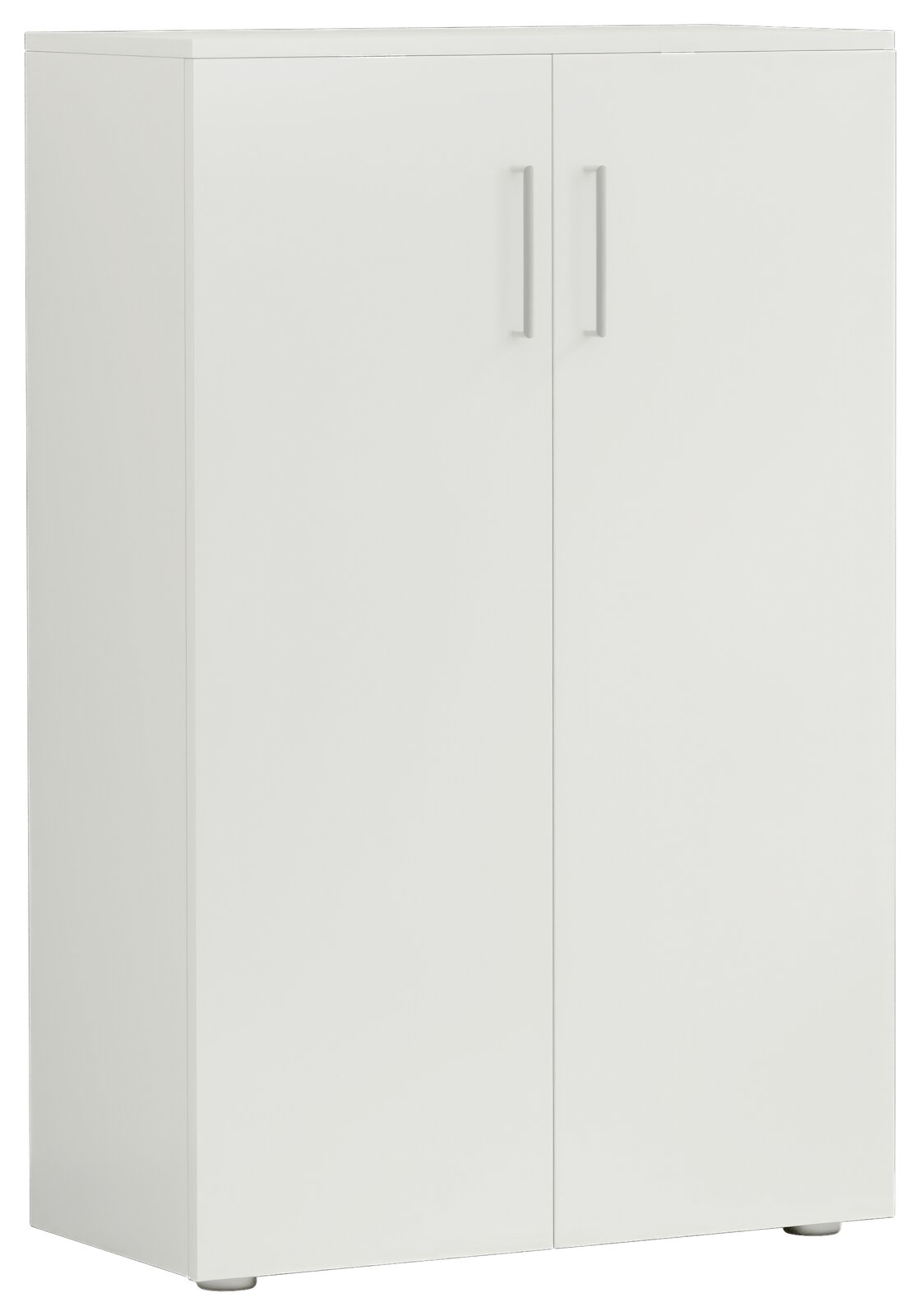 Moderano Schuhschrank niedrig SHOES Weißer, niedriger Schuhschrank mit zwei Türen, seitliche Perspektive