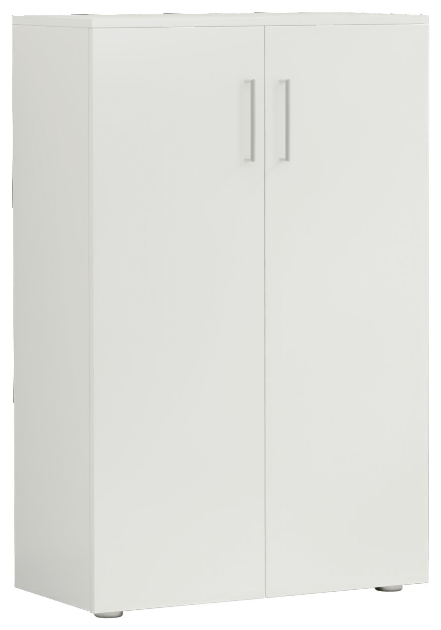 Moderano Schuhschrank niedrig SHOES Weißer, niedriger Schuhschrank mit zwei Türen, seitliche Perspektive