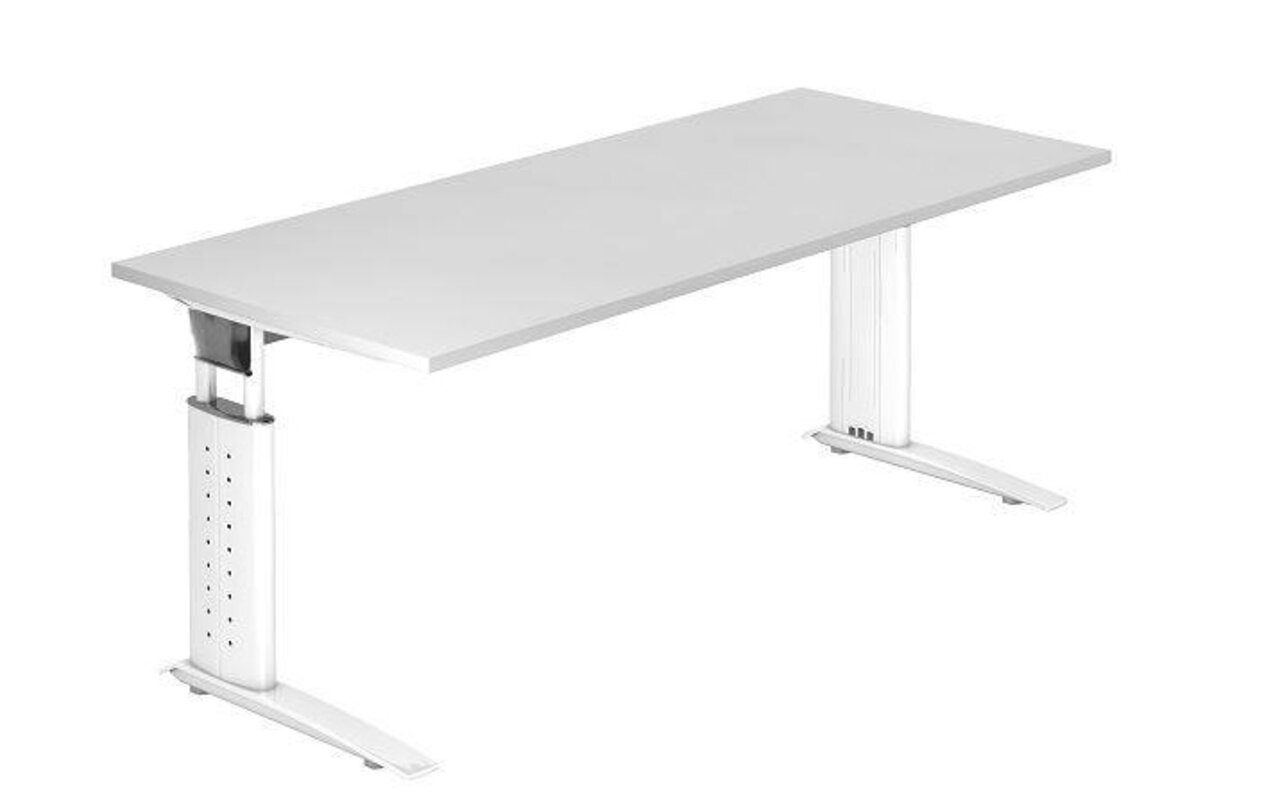 Cantus Schreibtisch FLIXX Moderner weißer Schreibtisch mit höhenverstellbaren Beinen, seitliche Perspektive