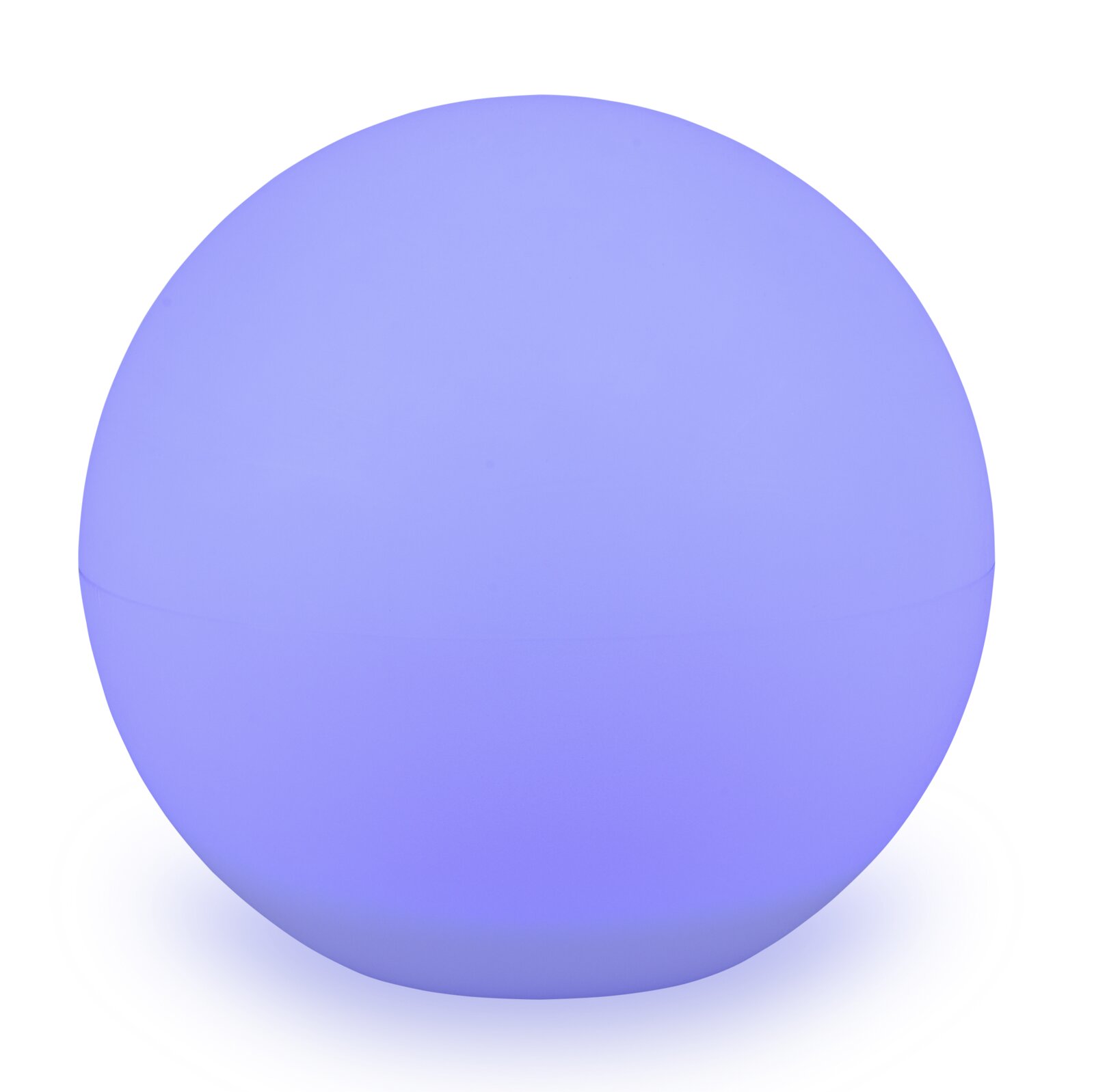 Runde, leuchtende Solarleuchte in Blau, frontal betrachtet