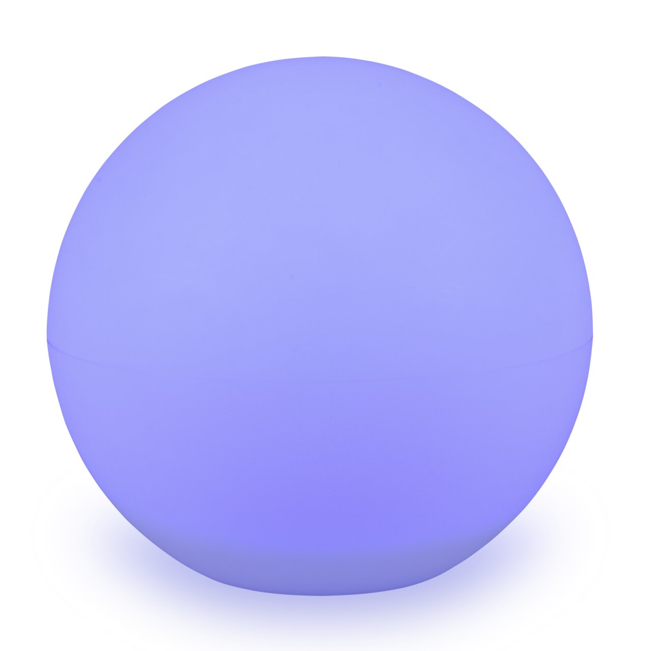 Runde, leuchtende Solarleuchte in Blau, frontal betrachtet