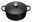Schwarzer runder Bräter 28cm von Le Creuset, seitliche Perspektive