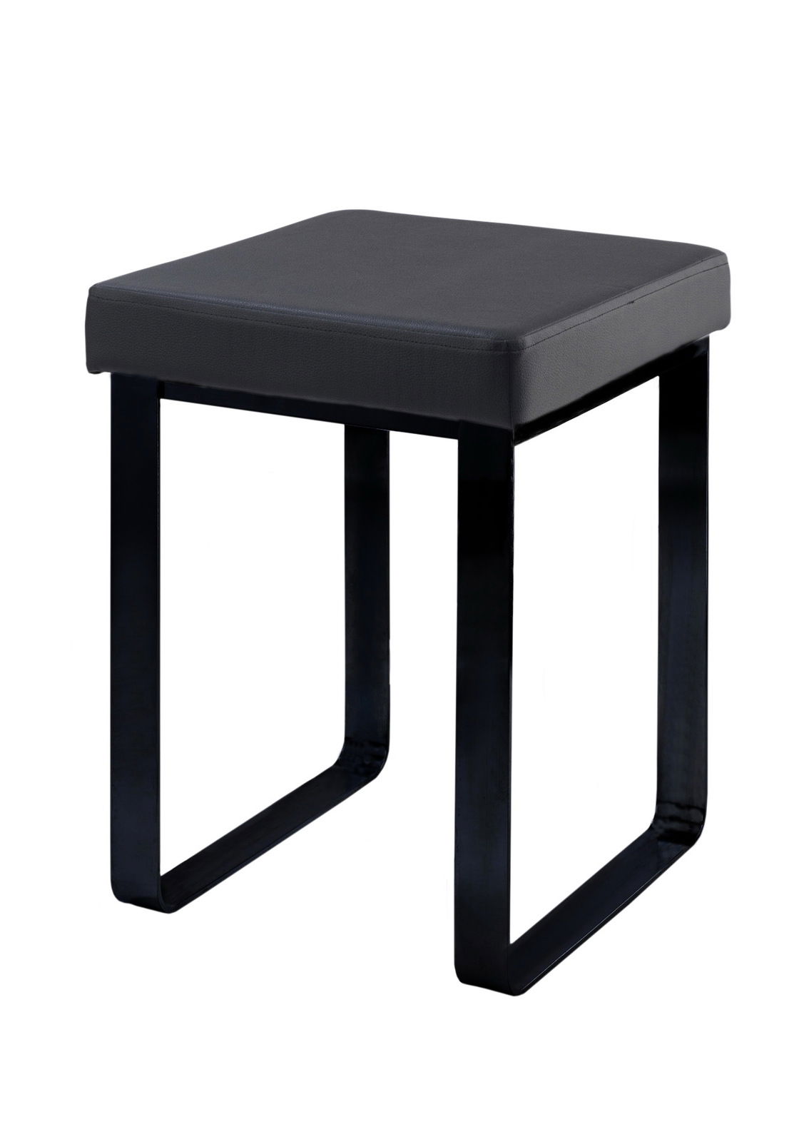 Zurbrüggen Badhocker LOLITA Moderner schwarzer Badhocker mit gepolsterter Sitzfläche und Metallbeinen, seitliche Perspektive