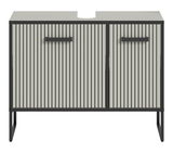 Moderner Waschbeckenunterschrank mit vertikalen Streifen und zwei Türen, Frontalansicht