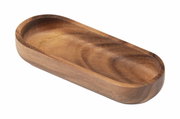 Holz-Baguette-Schale in ovaler Form, seitliche Perspektive