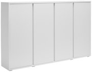 Weißer Schuhschrank mit vier Türen, seitliche Perspektive