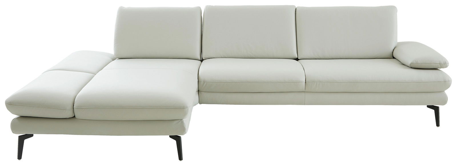 Elegante Longchairkombination in hellem Leder, Ansicht von vorne.