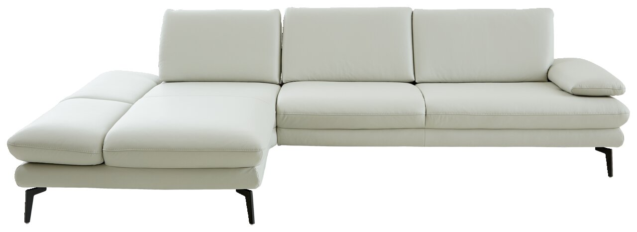 Elegante Longchairkombination in hellem Leder, Ansicht von vorne.