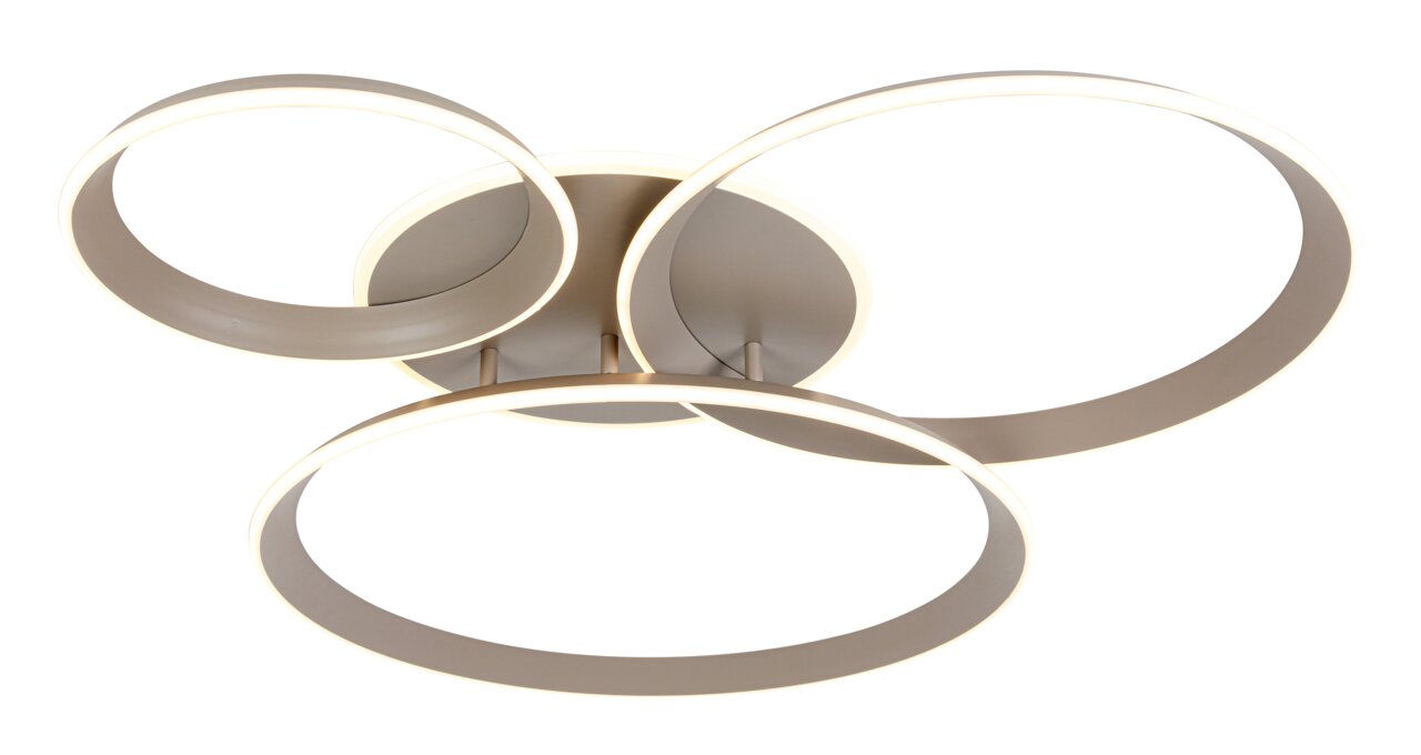 Dieter Knoll LED-plafondlamp DECKENLEUCHTE Moderne led-plafondlamp met drie verlichte ringen, gezien van onderaf.