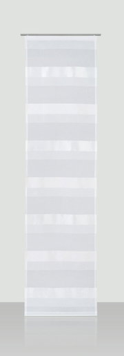 Flächenvorhang 60x245cm in Weiß mit horizontalen Streifen, frontal betrachtet.
