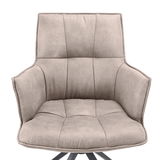 Bequemer Sessel in hellgrauem Stoff, Frontalansicht