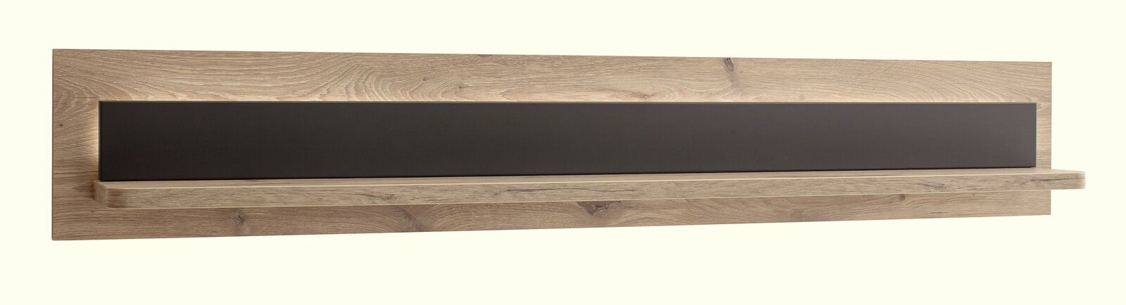 Wandboard aus Holz mit dunklem Akzent, frontale Ansicht