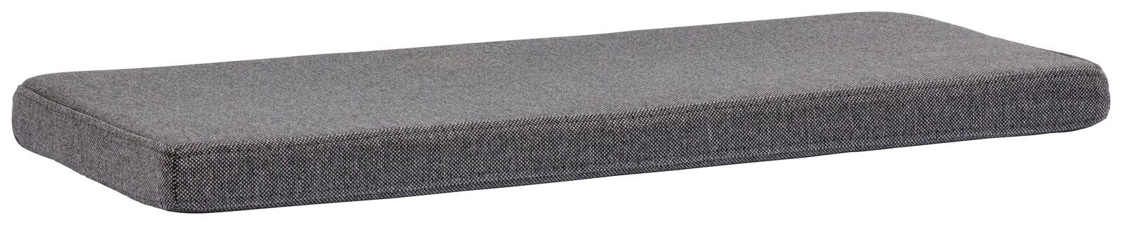 Graues Sitzkissen in rechteckiger Form, seitliche Perspektive