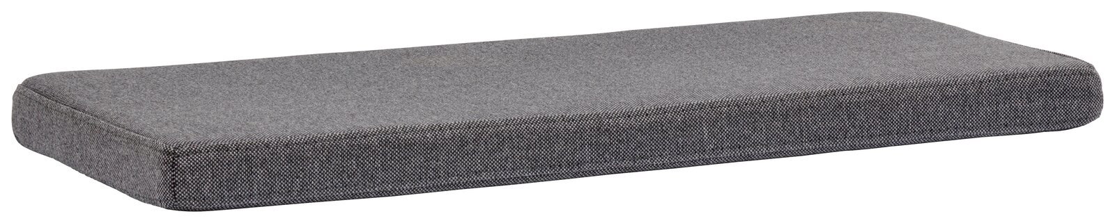 Graues Sitzkissen in rechteckiger Form, seitliche Perspektive