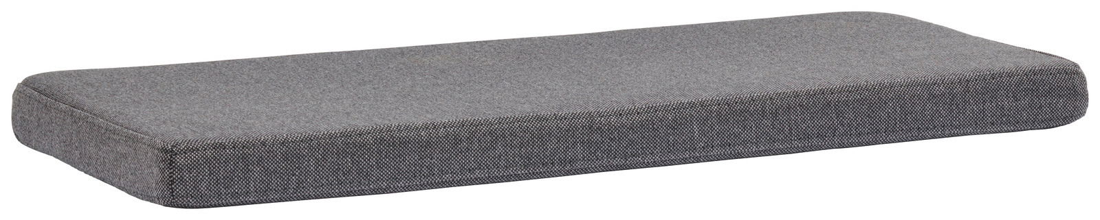 Graues Sitzkissen in rechteckiger Form, seitliche Perspektive