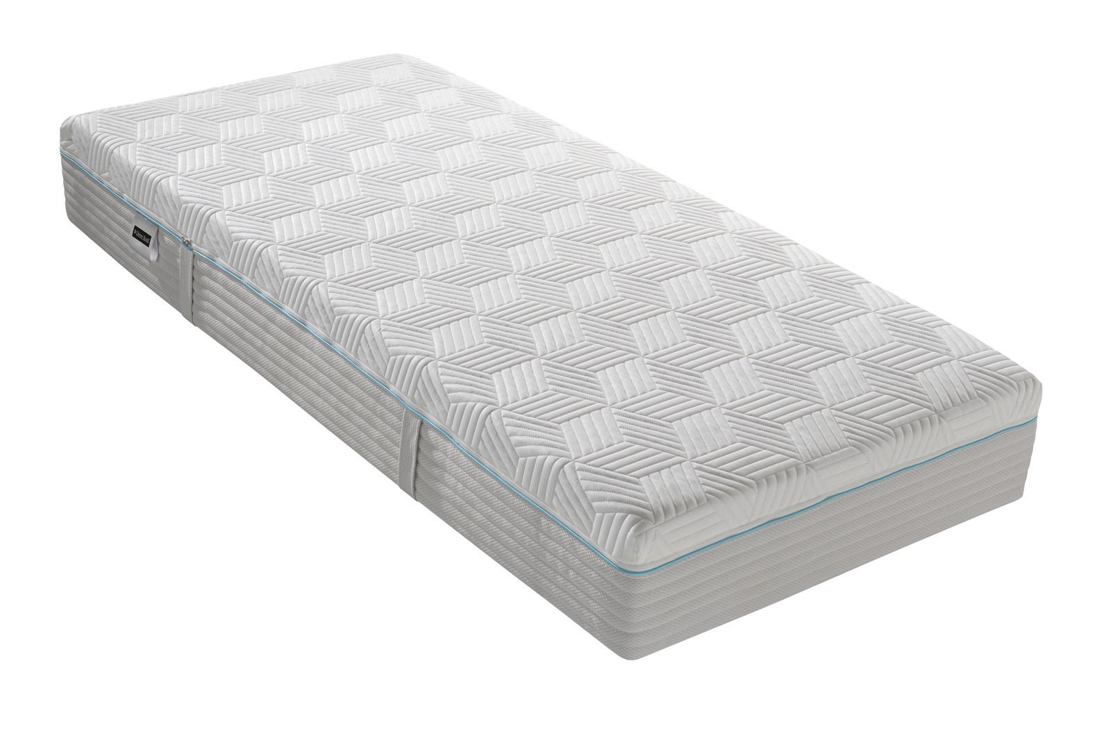 Dieter Knoll Gel-Kaltschaummatratze H2 OPTIFLOW GEL KS 26 Gel-Kaltschaummatratze in schräger Perspektive mit geometrischem Muster auf der Oberfläche.