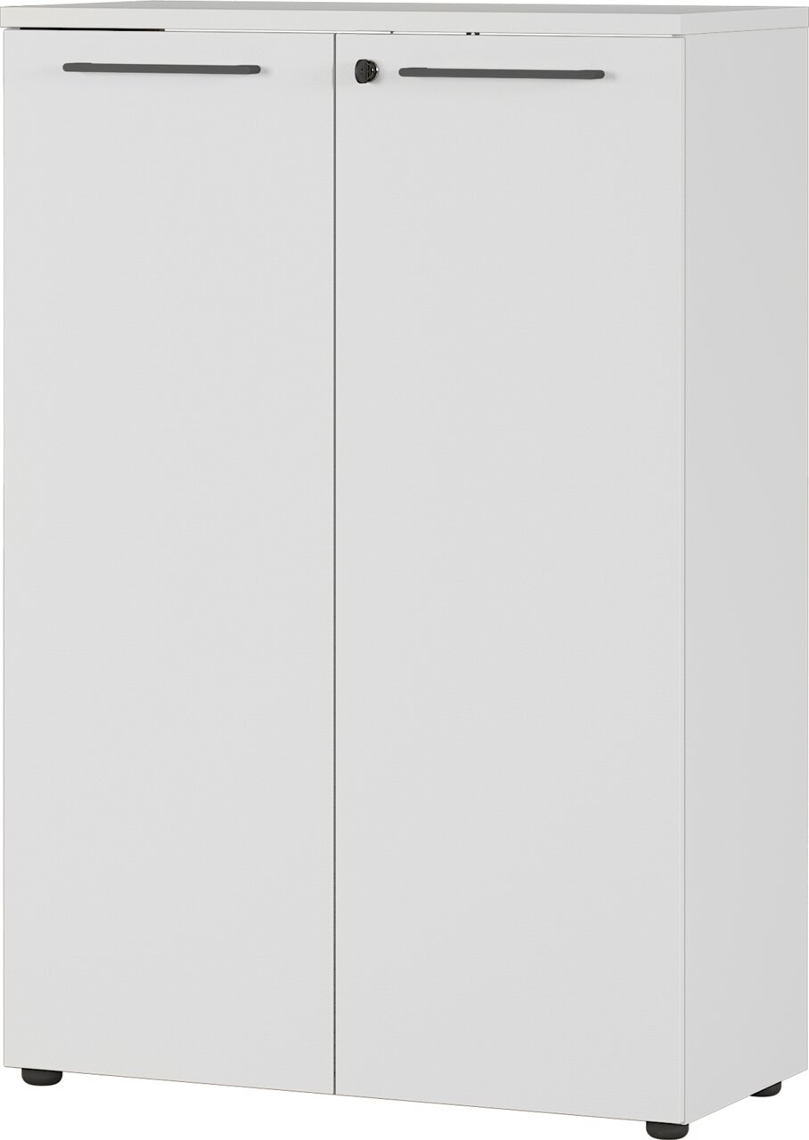 XORA Aktenschrank LEGEND II Weißer Aktenschrank mit zwei Türen und schwarzem Griff, Frontalansicht