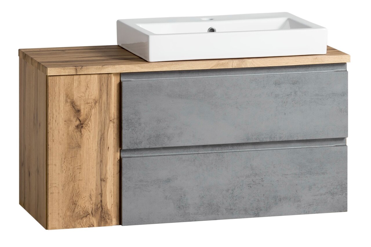 XORA Waschtisch-Set VARESE Waschtisch-Set 105 cm mit Holz- und Betonoptik, Frontansicht