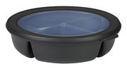 Runde Bento-Schale Cirqula in Schwarz mit transparentem Deckel, seitliche Perspektive