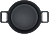 Schwarzer WMF Flavour Bräter, 24 cm, Draufsicht mit zwei Griffen.