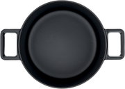 Schwarzer WMF Flavour Bräter, 24 cm, Draufsicht mit zwei Griffen.