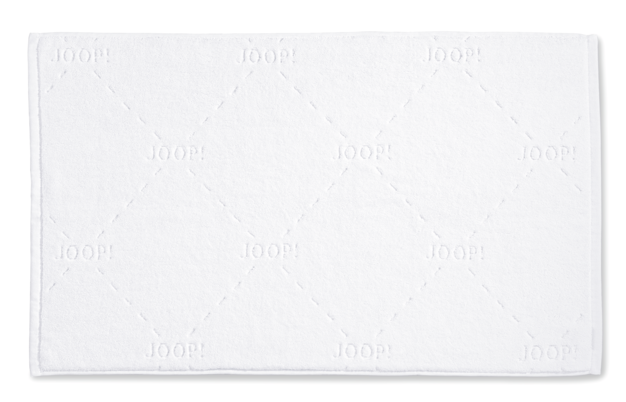JOOP! Badteppich 45 x 65 cm J! DASH Weißer Badteppich mit eingeprägtem JOOP!-Logo, Draufsicht