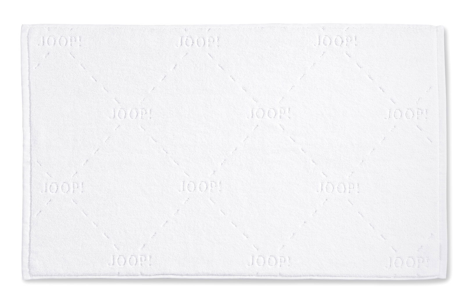 JOOP! Badteppich 45 x 65 cm J! DASH Weißer Badteppich mit eingeprägtem JOOP!-Logo, Draufsicht