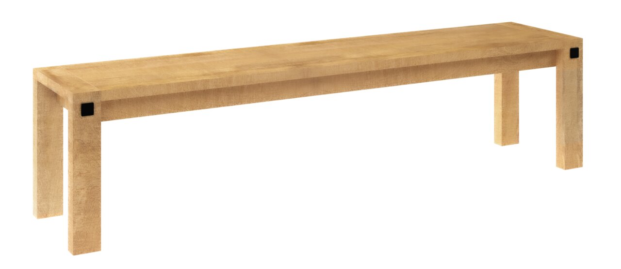 Landscape Bank BARANDA Holzbank mit rechteckiger Sitzfläche und vier stabilen Beinen, seitliche Perspektive