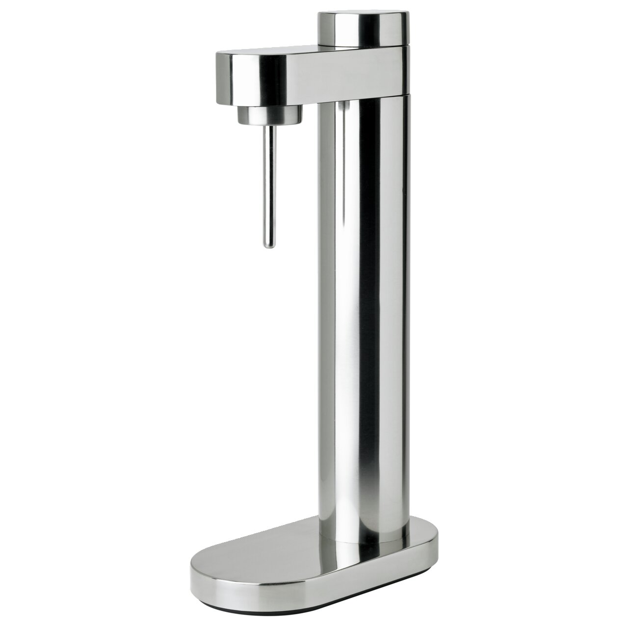 Stelton Brus Wassersprudler inkl. Wasserflasche - steel Brus Wassersprudler aus Edelstahl in seitlicher Perspektive