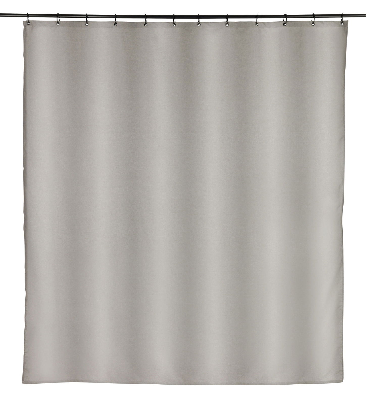 Grauer Duschvorhang 180x200 cm, frontal aufgenommen
