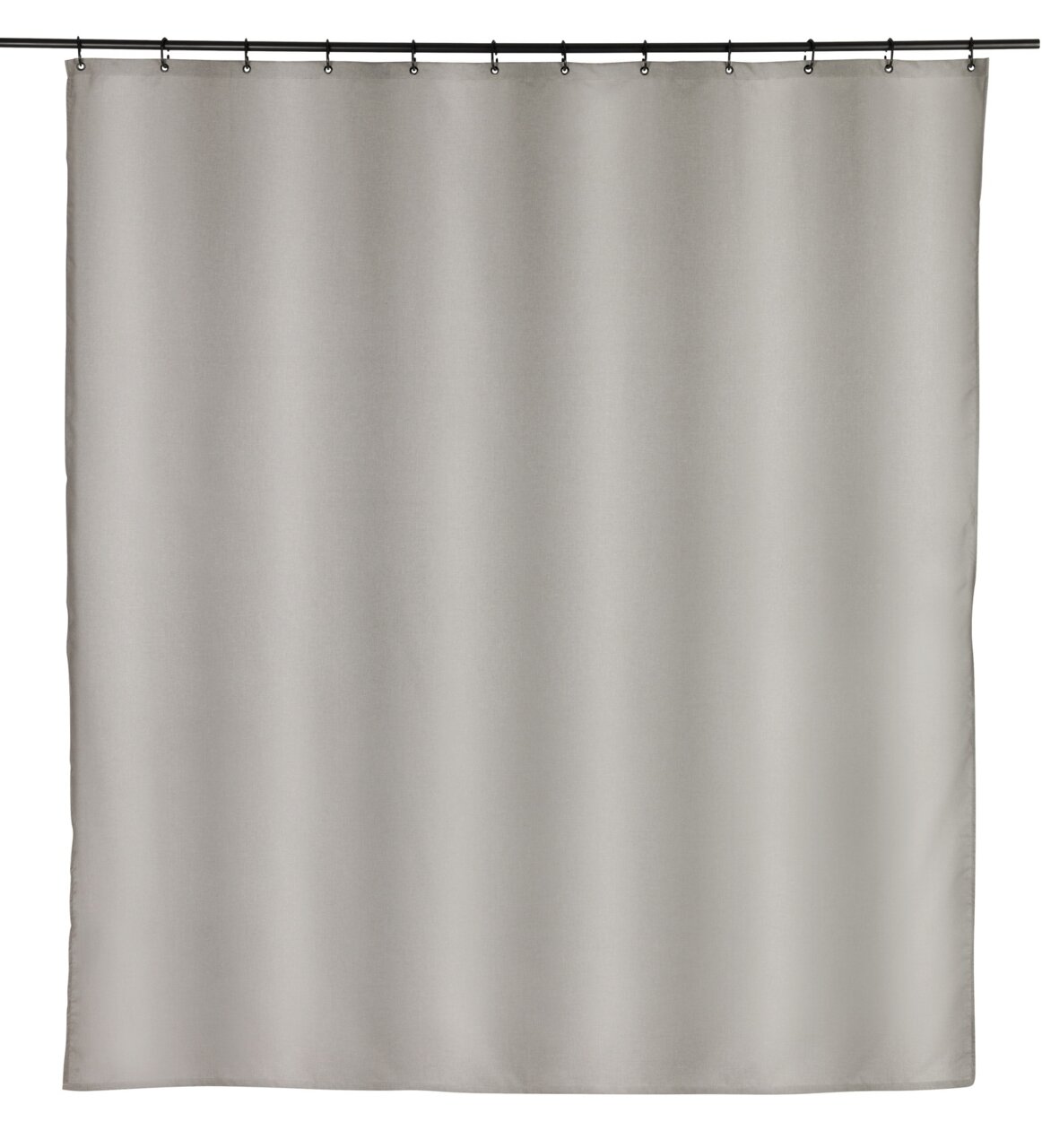 Grauer Duschvorhang 180x200 cm, frontal aufgenommen