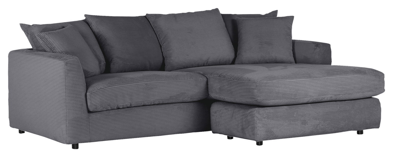 Z2 Ecksofa DONATO Graues Ecksofa mit mehreren Kissen, Perspektive von vorne links