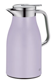 Lila Isolierkanne Skyline mit glänzendem Griff und Deckel, seitliche Perspektive