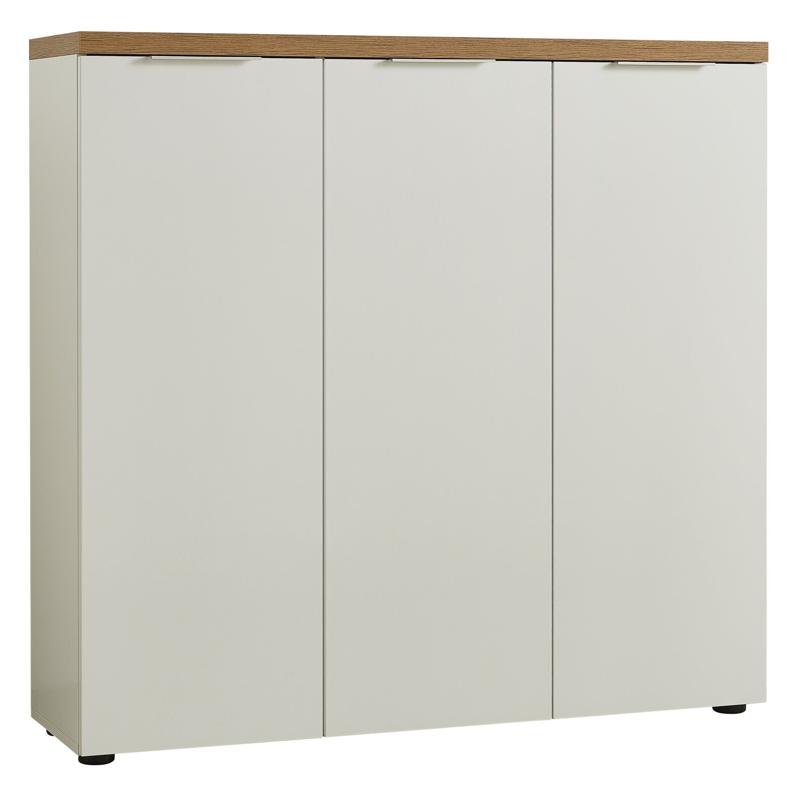 XORA XL-Schuhschrank IDEA Moderner XL-Schuhschrank mit drei Türen in Weiß und Holzoptik, Frontalansicht