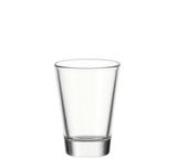 Ein transparentes Glas, frontal fotografiert, geeignet für 60ml Flüssigkeit.