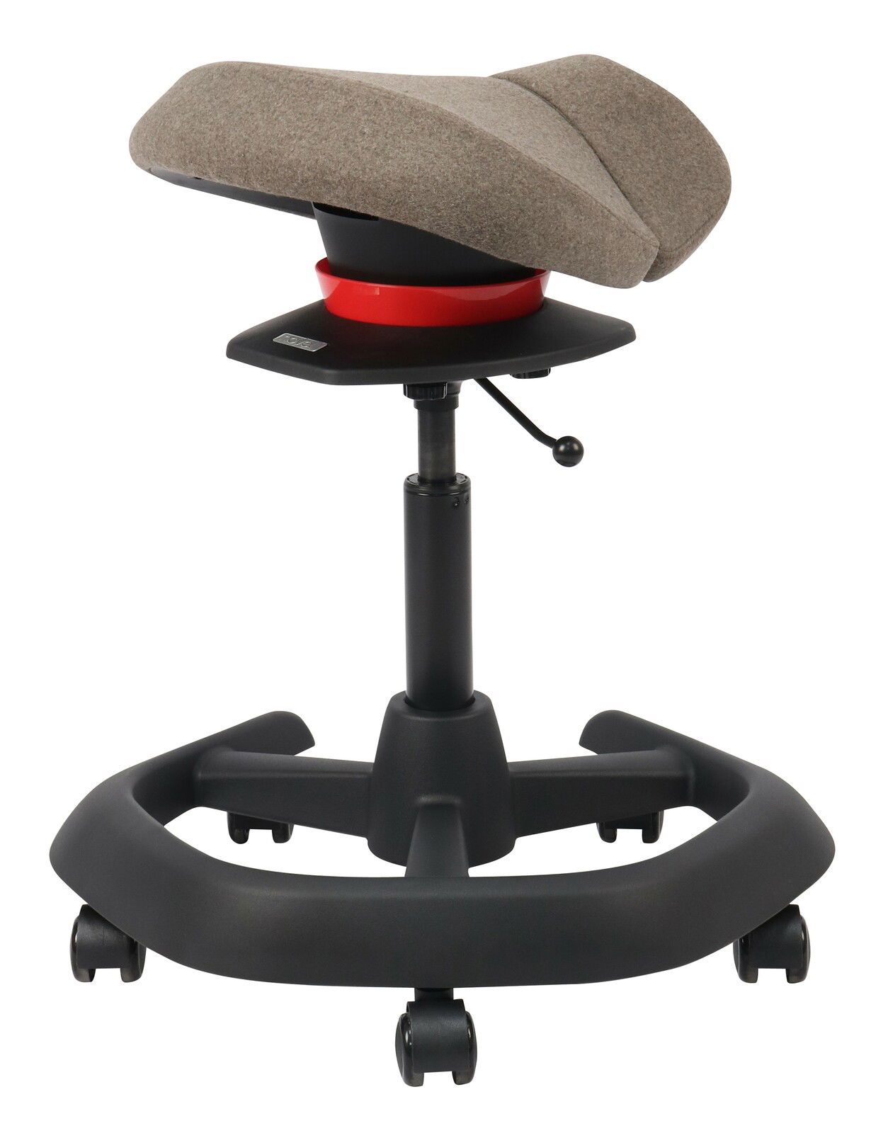 Bürohocker mit ergonomischem Design, seitliche Perspektive