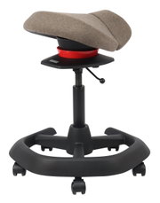Bürohocker mit ergonomischem Design, seitliche Perspektive