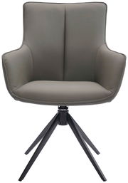 Grauer Armlehnstuhl YUKI mit schwarzem Metallgestell, Frontalansicht