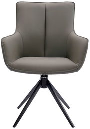 Grauer Armlehnstuhl YUKI mit schwarzem Metallgestell, Frontalansicht