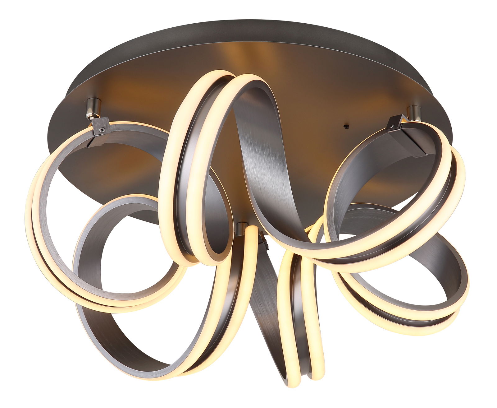 Globo Lighting Deckenleuchte KUNI Moderne Deckenleuchte KUNI mit geschwungenen LED-Leuchtringen, Ansicht von unten.