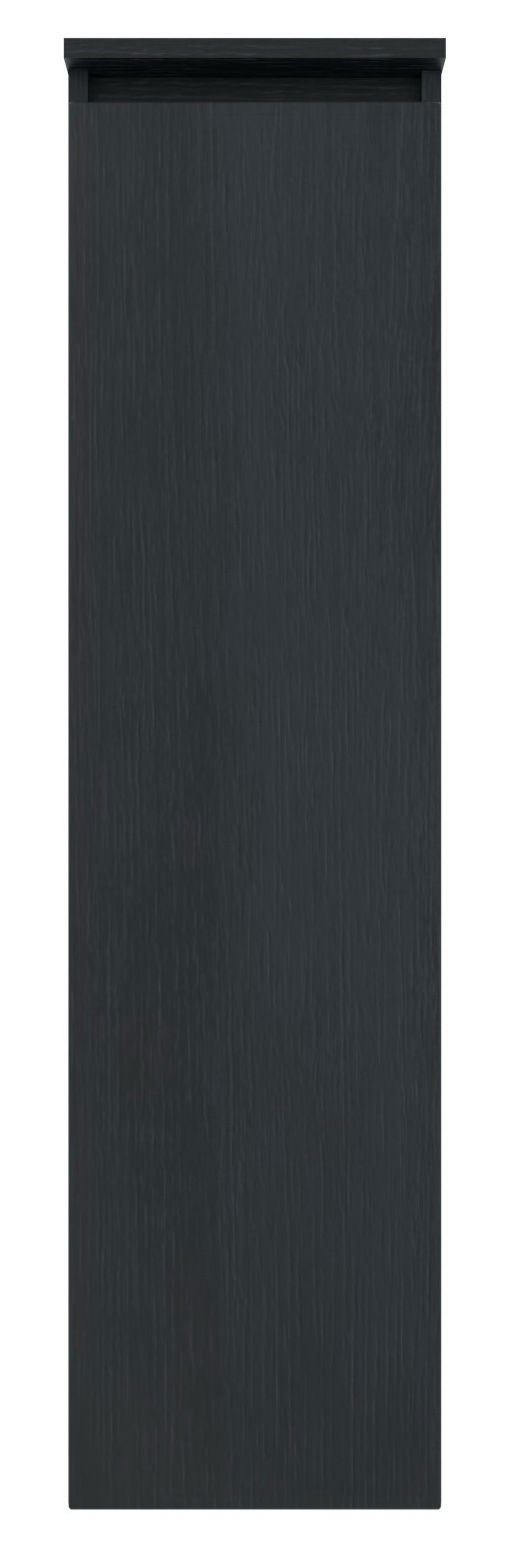 Frontansicht eines schwarzen Mittelschranks mit glatter Oberfläche