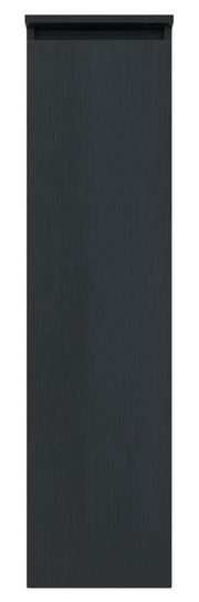 Frontansicht eines schwarzen Mittelschranks mit glatter Oberfläche