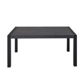 Moderner schwarzer Esstisch aus Metall mit rechteckiger Tischplatte, Frontalansicht