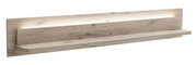 Wandboard aus hellem Holz mit integrierter Beleuchtung, seitliche Perspektive