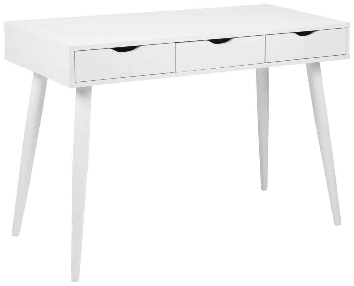 Landscape Schreibtisch NEPTUN Weißer Schreibtisch mit drei Schubladen, schräg von vorne betrachtet